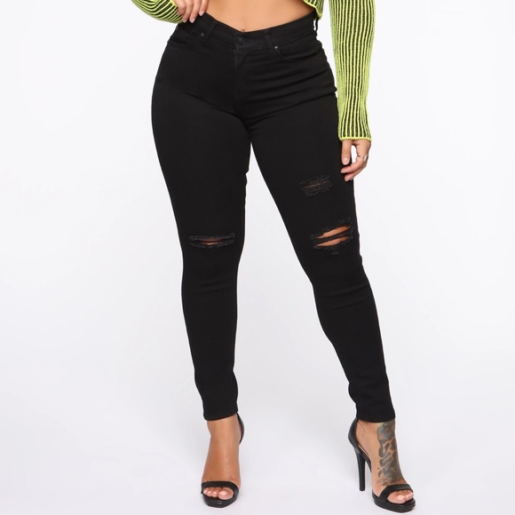 Fashion Nova Denim - Fashion Nova Lovin You Hard Skinny Jeans- Black | size 11 |